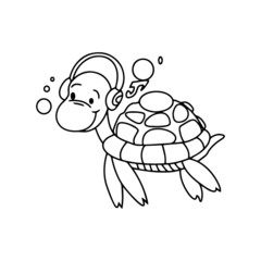 Turtle cartoon illustration isolated on white background for children color book