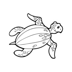 Turtle cartoon illustration isolated on white background for children color book