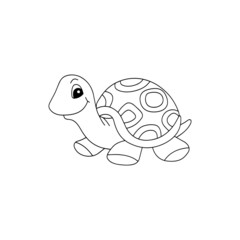 Turtle cartoon illustration isolated on white background for children color book