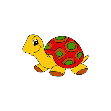 Turtle cartoon illustration isolated on white background for children color book