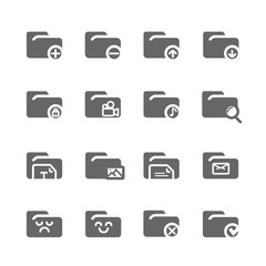 simple line of folder and document icon set