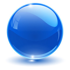 Glass sphere, blue vector ball.