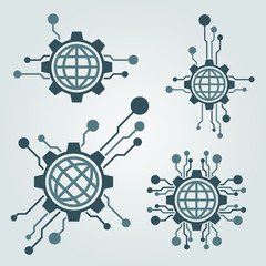 Set of technology logo design. Global communication. Connection icon.