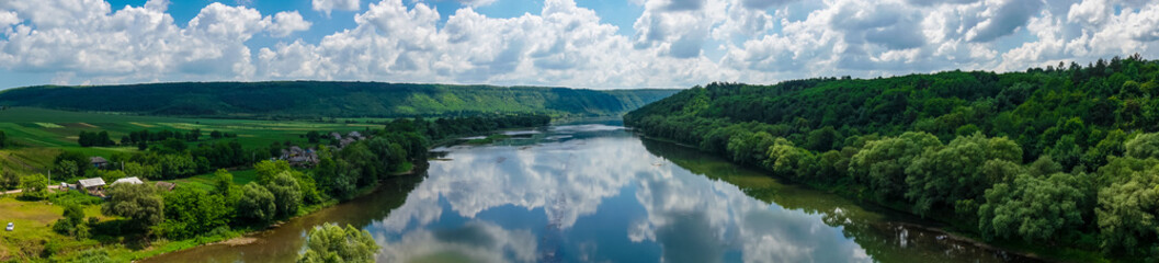 панорама красивый вид  пейзаж река лес