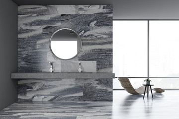 Gray marble bathroom interior, sink
