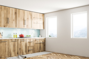 White and wooden Scandi style kitchen corner