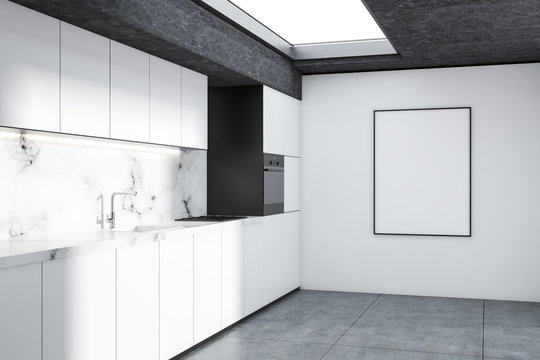 White marble kitchen corner, countertops poster