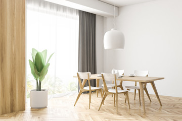 White and wooden dining room corner