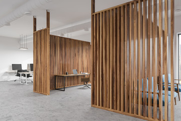 White and wooden office interior