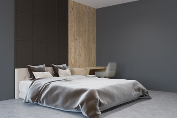 Dark gray Scandi style bedroom corner