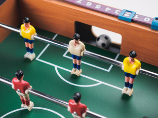 Fototapeta premium Mini table football foosball soccer with players and ball