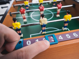 Mini table football foosball soccer with players and ball