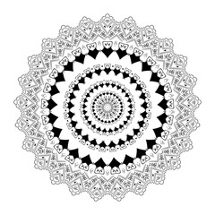 Page of coloring book with. Round composition. Black and white background. Vector illustration. - Vector
