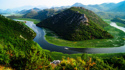 Naklejka na ściany i meble Meandering river near the Skadarsko Jezero, Montenegro