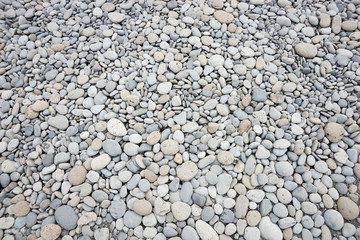 Round stones background, top view. Gravel texture background