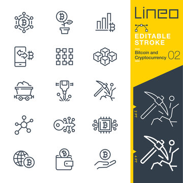 Lineo Editable Stroke - Bitcoin and Cryptocurrency line icons