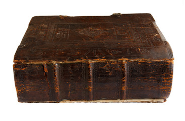 old religion book, hymnal, isolated on white background