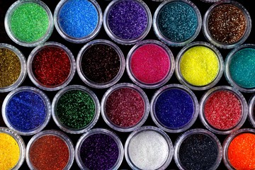 Assorted colorful nail polish glitters