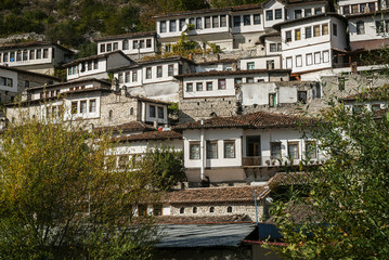 Fototapeta na wymiar ottoman architecture view in historic berat old town albania