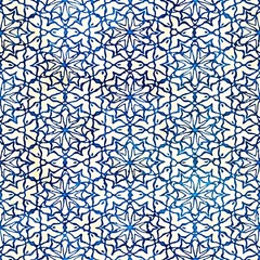 Native batik seamless watercolor artistic boho style colorful square pattern.