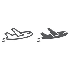 Airplane flight line and glyph icon, travel and tourism, plane sign vector graphics, a linear pattern on a white background, eps 10.