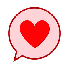 Heart in a speech bubble, vector love icon.