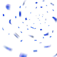 Blue confetti explosion celebration isolated on white background. Falling confetti. Abstract decoration party, birthday celebrate or Christmas, New Year confetti decor. Vector illustration