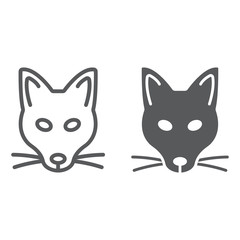 Fox line and glyph icon, animal and zoo, mascot sign vector graphics, a linear pattern on a white background, eps 10.