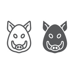 Boar line and glyph icon, animal and zoo, pet sign vector graphics, a linear pattern on a white background, eps 10.
