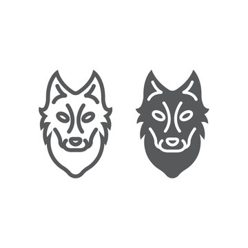 Wolf line and glyph icon, animal and zoo, dog sign vector graphics, a linear pattern on a white background, eps 10.