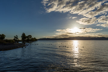 Fototapeta na wymiar Sunset over Lake Taupo, New Zealand