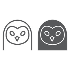 Owl line and glyph icon, animal and zoo, bird sign vector graphics, a linear pattern on a white background, eps 10.