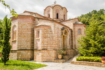 Naklejka premium Leptokaryá, Greece - June 07, 2018: Olympus - New Orthodox monastery of St. Dionysius the village of Litohoro 