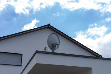 details facades of modern house architecture in rural countryside at springtime