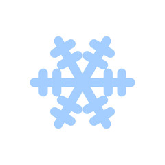 Obraz premium Snowflake icon. Blue silhouette snow flake sign, isolated on white background. Flat design. Symbol of winter, frozen, Christmas, New Year holiday. Graphic element decoration. Vector illustration