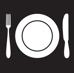 Plate fork and knife icon silhouette - 210415724
