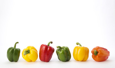 Colorful bell pepper vegetable on white background