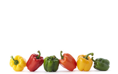 Colorful bell pepper vegetable on white background