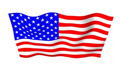 Waving flag of the United States of America. Stars and Stripes. State symbol of the USA. 3D illustration