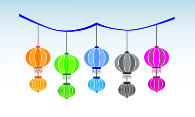 A set of Chinese lamps for decoration in festival vector illustration 