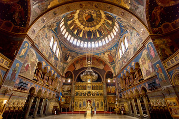 Fototapeta na wymiar Orthodox church paintings depicting bible scenes 