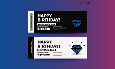 Naklejka premium Happy Birthday Gift Card with Diamond Vector Icon Illustration