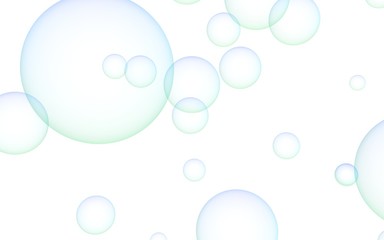Light pastel colored background with pink bubbles. Wallpaper, texture blue balloons. 3D illustration