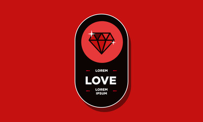 Badge Design with Love and Diamond Vector Icon Illustration