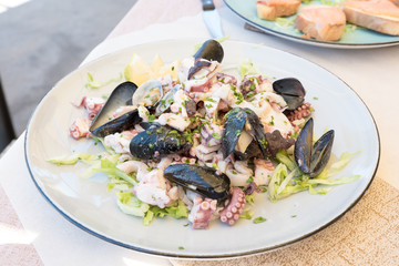 Sea salad with lemon