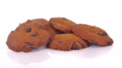 Chocolate chips cookies isolated on white