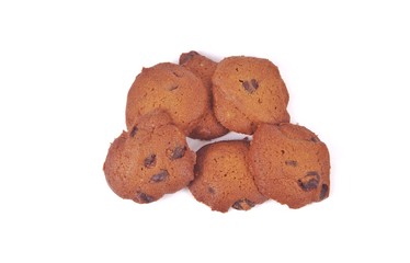 Chocolate chips cookies isolated on white