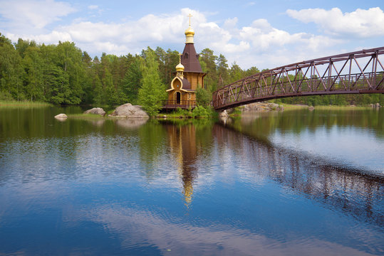 Church of the Apostle Andrew the First-Called on the Vuoksa River on a June sunny day. Leningrad region, Russia