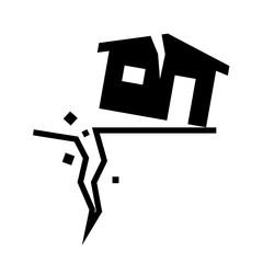 Earthquake icon. Cracked in the house and cracked in the earth formed during the earthquake. Vector illustration.