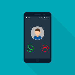Incoming Phone Call Screen User Interface, Vector isolated illustration